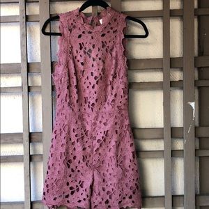 ASTR high neck, keyhole back, lace romper - M